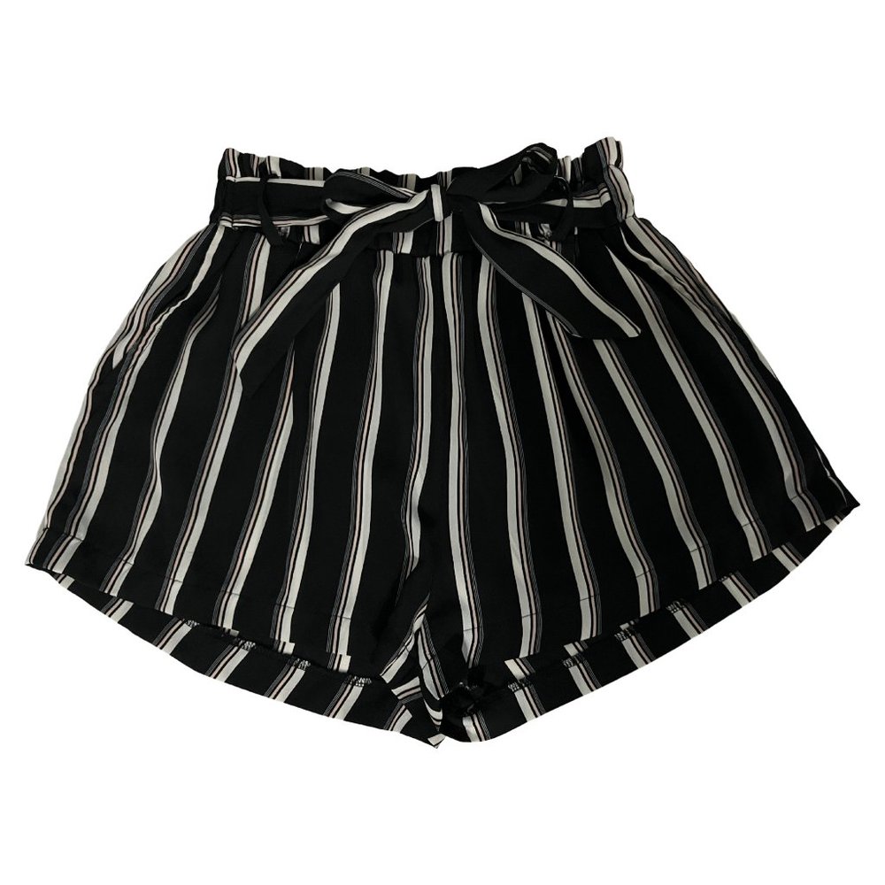 Paperbag Shorts Size Medium Black Stripes